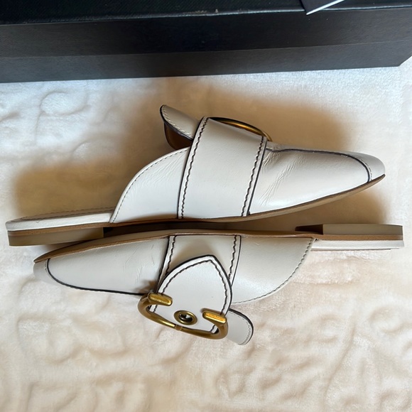 Coach Leather C Buckle Slide in Chalk - Picture 6 of 7